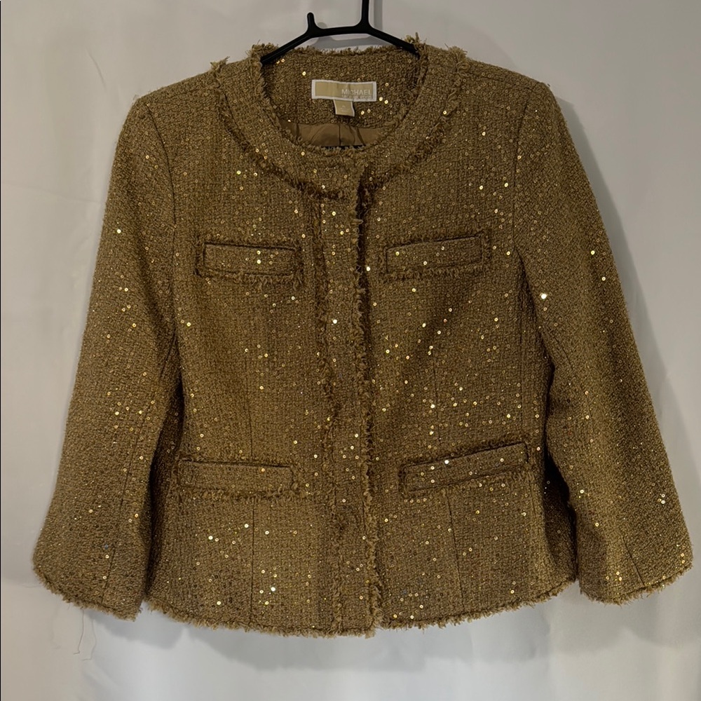 Michael Kors | Gold Blazer with Textured Metallic Finish
